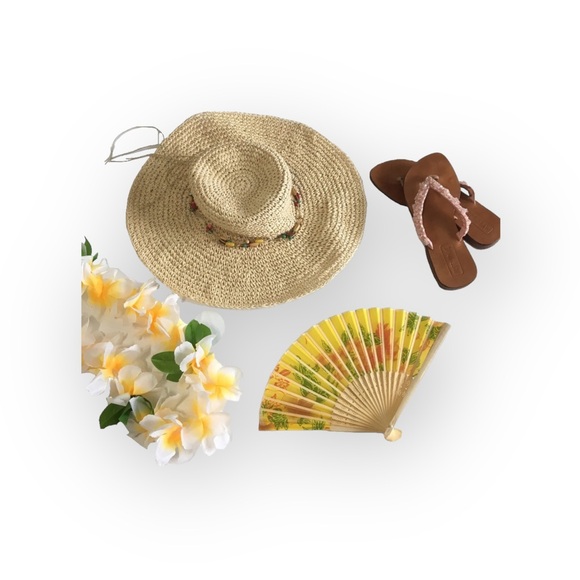 new Maurices ❃ Floppy Woven Raffia Straw Wide Brim Sun Hat ❃ Colorful Boho Beads - Picture 6 of 16